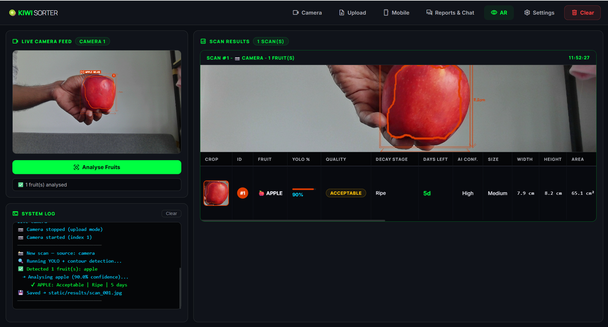 Kiwi Sorter: AI Fruit Quality & AR Inspection